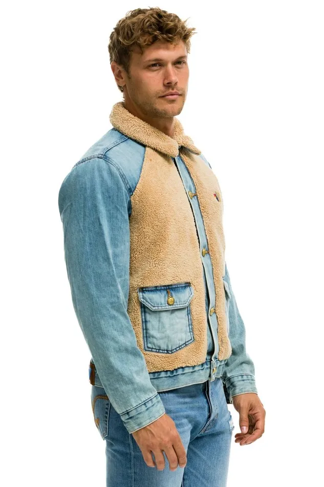 Women Denim Aviator Nation ASPEN SHERPA UNISEX DENIM JACKET 8211 VINTAGE WHEAT Women Denim Aviator Nation ASPEN SHERPA UNISEX DENIM JACKET 8211 VINTAGE WHEAT