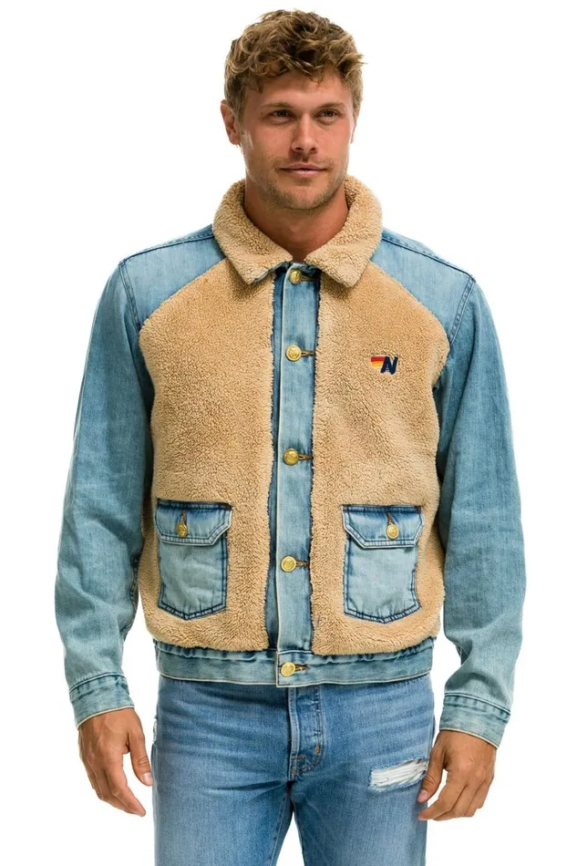 Women Denim Aviator Nation ASPEN SHERPA UNISEX DENIM JACKET 8211 VINTAGE WHEAT Women Denim Aviator Nation ASPEN SHERPA UNISEX DENIM JACKET 8211 VINTAGE WHEAT