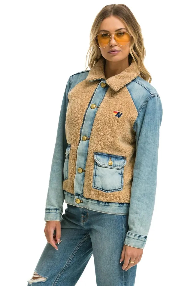 Women Denim Aviator Nation ASPEN SHERPA UNISEX DENIM JACKET 8211 VINTAGE WHEAT Women Denim Aviator Nation ASPEN SHERPA UNISEX DENIM JACKET 8211 VINTAGE WHEAT