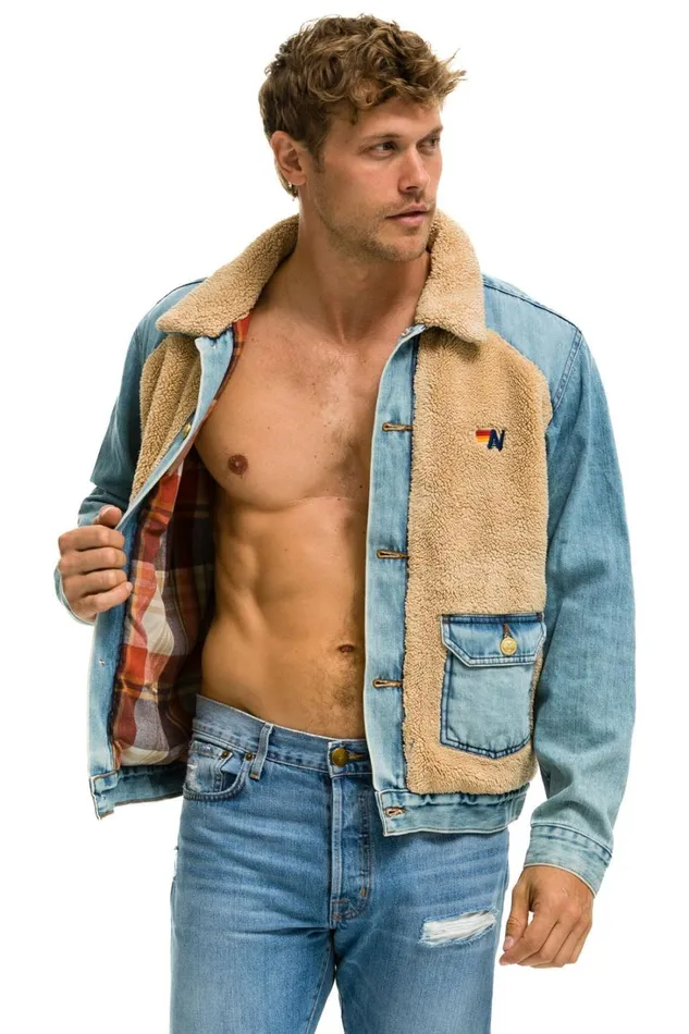 Women Denim Aviator Nation ASPEN SHERPA UNISEX DENIM JACKET 8211 VINTAGE WHEAT Women Denim Aviator Nation ASPEN SHERPA UNISEX DENIM JACKET 8211 VINTAGE WHEAT