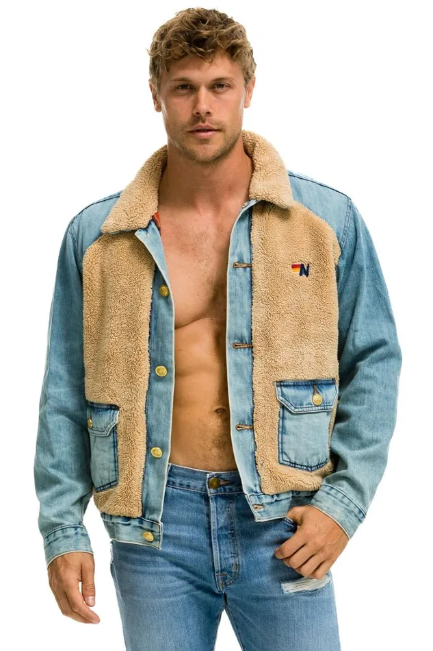Women Denim Aviator Nation ASPEN SHERPA UNISEX DENIM JACKET 8211 VINTAGE WHEAT Women Denim Aviator Nation ASPEN SHERPA UNISEX DENIM JACKET 8211 VINTAGE WHEAT