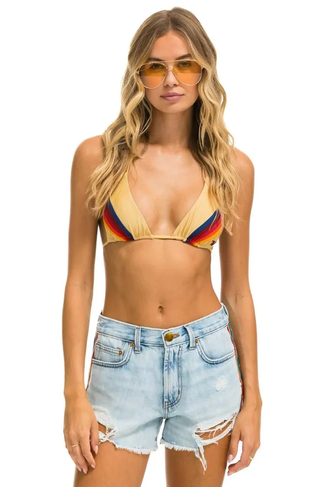 Women Denim Aviator Nation BOLT STRIPE BOYFRIEND CUTOFF JEAN SHORTS 8211 SUPER LIGHT