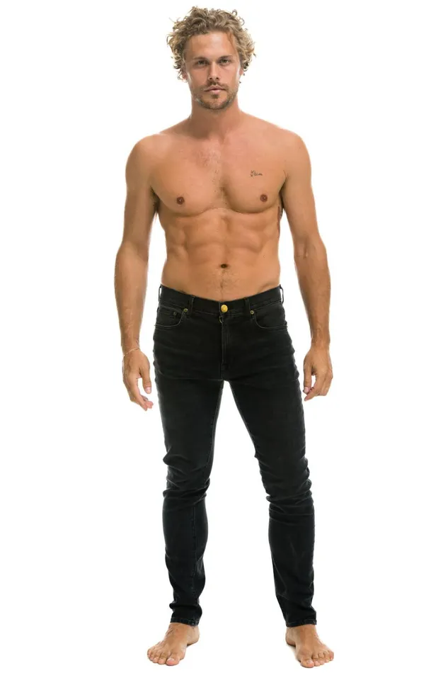 Women Denim Aviator Nation MEN039S SLIM FIT SURFER DENIM JEAN 8211 VINTAGE BLACK