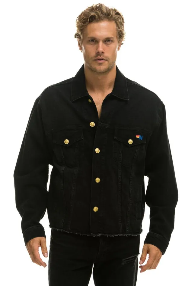Women Denim Aviator Nation NEED FOR SPEED OVERSIZED CROP DENIM JACKET 8211 VINTAGE BLACK
