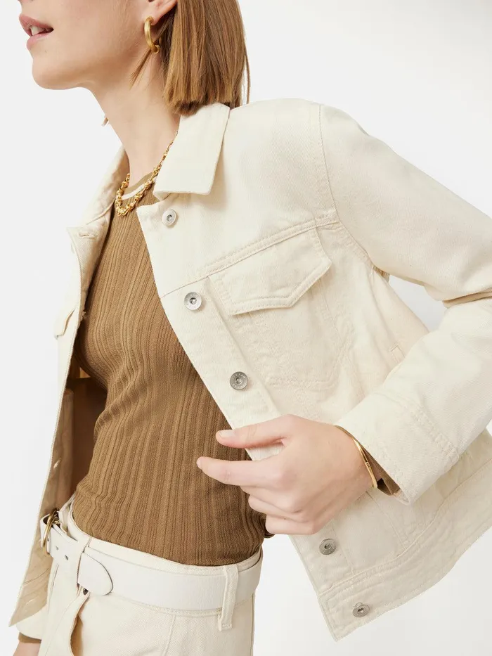 Women Denim Jacket Cream Jigsaw Denim