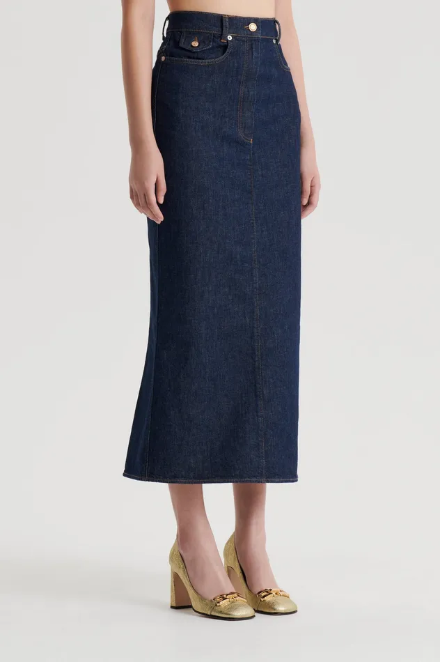 Women Denim Scanlan Theodore DENIM FIVE POCKET PENCIL SKIRT INDIGOB Women Denim Scanlan Theodore DENIM FIVE POCKET PENCIL SKIRT INDIGOB
