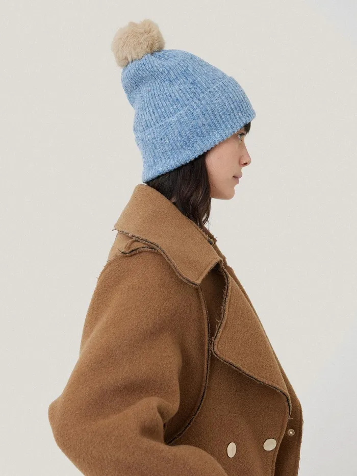 Women Donegal Pom Hat Blue Jigsaw Hats and Gloves