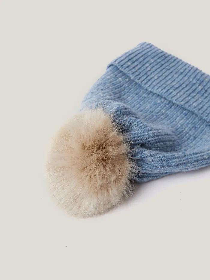 Women Donegal Pom Hat Blue Jigsaw Hats and Gloves