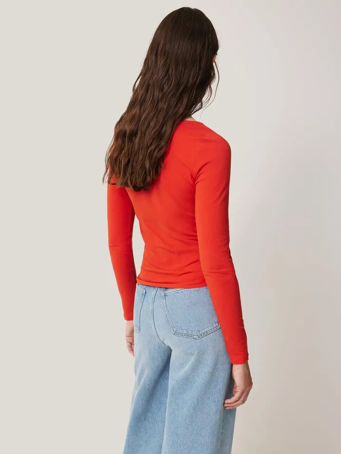 Women Double Front Ballet Neck Top Spice Orange Jigsaw Pyjamas and Loungewear
