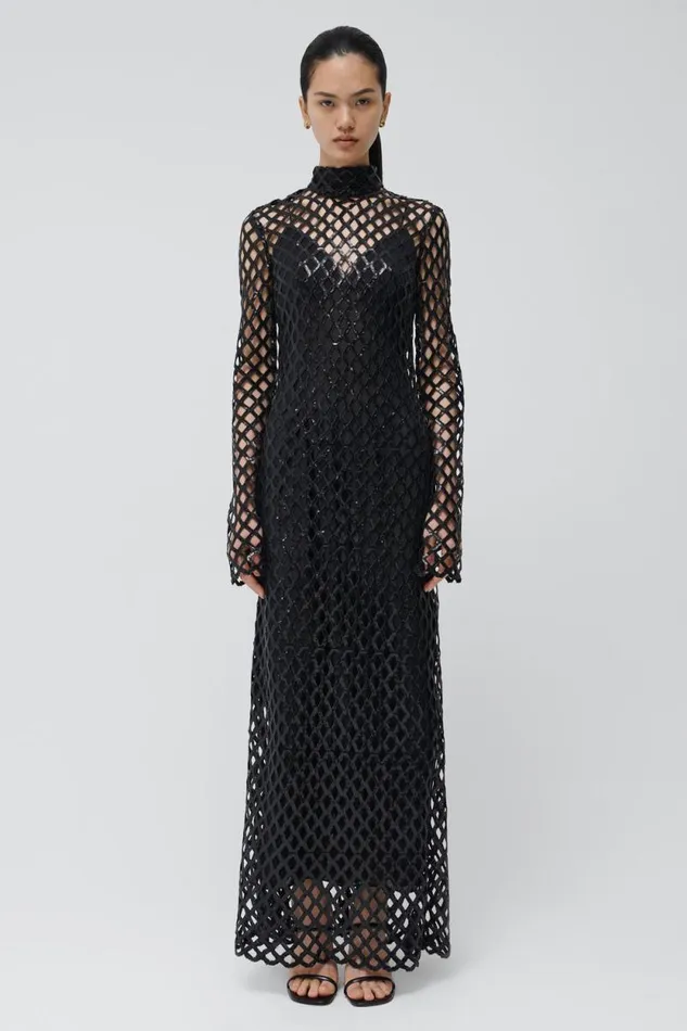 Women Dresses and Jumpsuits Jonathan Simkhai Ainaz Dress Black Long Sleeve Dress