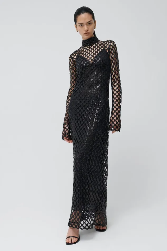 Women Dresses and Jumpsuits Jonathan Simkhai Ainaz Dress Black Long Sleeve Dress