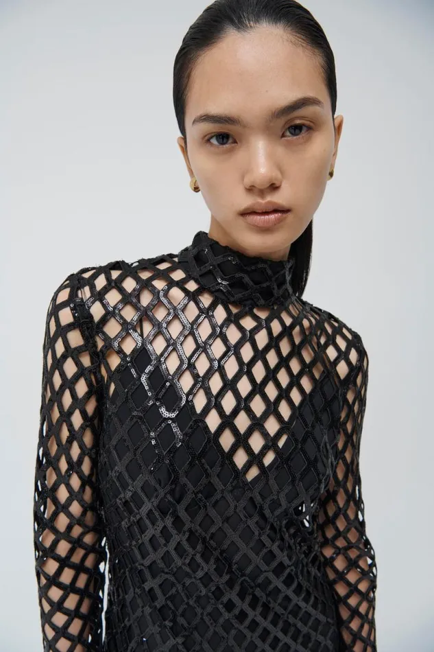Women Dresses and Jumpsuits Jonathan Simkhai Ainaz Dress Black Long Sleeve Dress