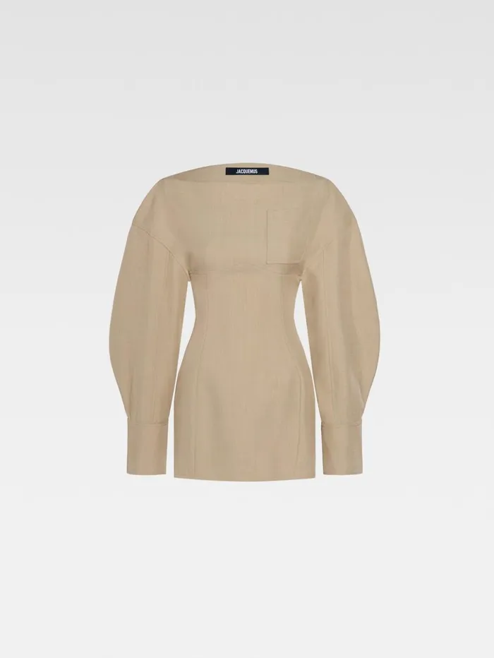 Women Dresses and Skirts JACQUEMUS The Casaco Shirt Dress Beige Women Dresses and Skirts JACQUEMUS The Casaco Shirt Dress Beige