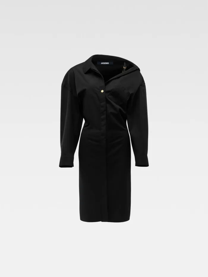 Women Dresses and Skirts JACQUEMUS The Shirt Dress Black Women Dresses and Skirts JACQUEMUS The Shirt Dress Black