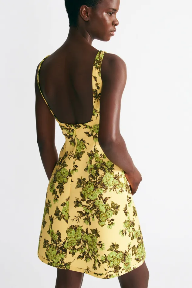 Women Dresses Emilia Wickstead Tillie Dress Green Centifolia Floral Taffeta Faille