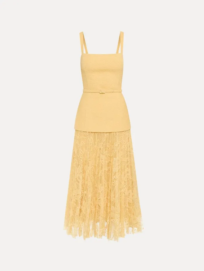 Women Dresses Oscar De La Renta Orchid Guipure and Tweed Dress Banana