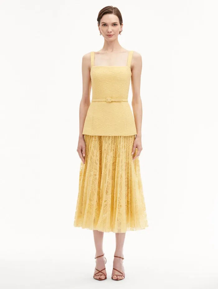Women Dresses Oscar De La Renta Orchid Guipure and Tweed Dress Banana