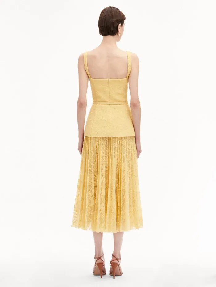 Women Dresses Oscar De La Renta Orchid Guipure and Tweed Dress Banana