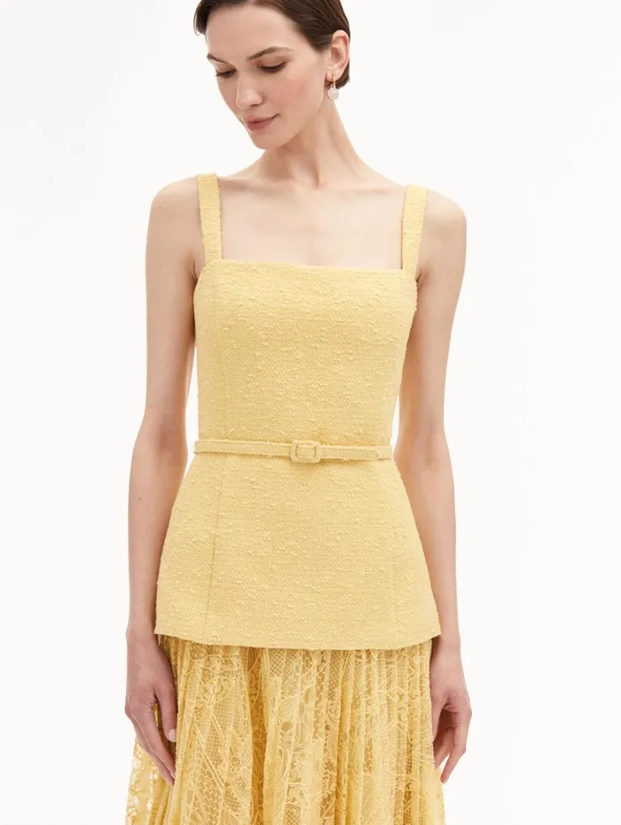 Women Dresses Oscar De La Renta Orchid Guipure and Tweed Dress Banana