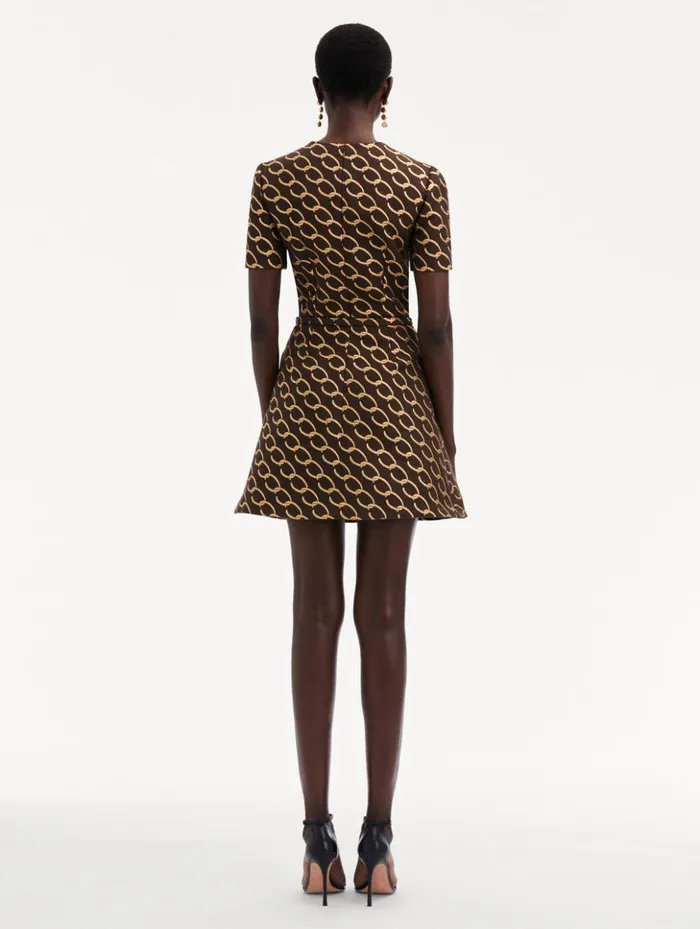 Women Dresses Oscar De La Renta Oscar ChainLink Jacquard Dress Cafe Gold