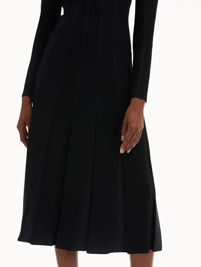 Women Dresses Oscar De La Renta Pleated Inset Knit Dress Black Women Dresses Oscar De La Renta Pleated Inset Knit Dress Black
