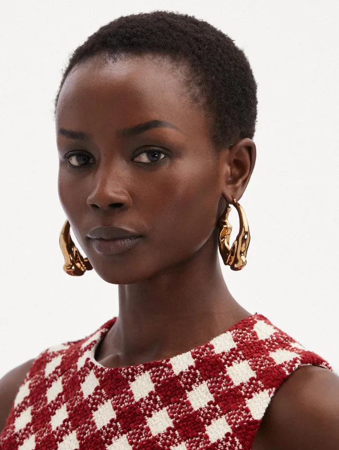 Women Earrings Oscar De La Renta Crushed Hoop Earrings Gold