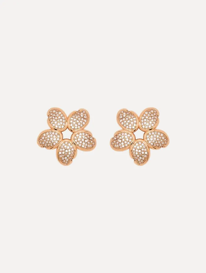 Women Earrings Oscar De La Renta Crystal O Flower Earrings Rose
