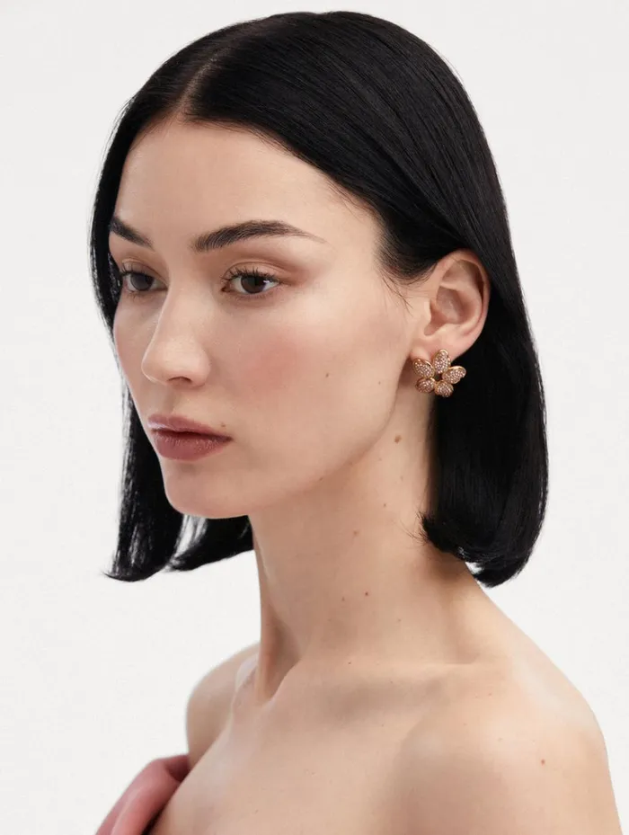 Women Earrings Oscar De La Renta Crystal O Flower Earrings Rose Women Earrings Oscar De La Renta Crystal O Flower Earrings Rose