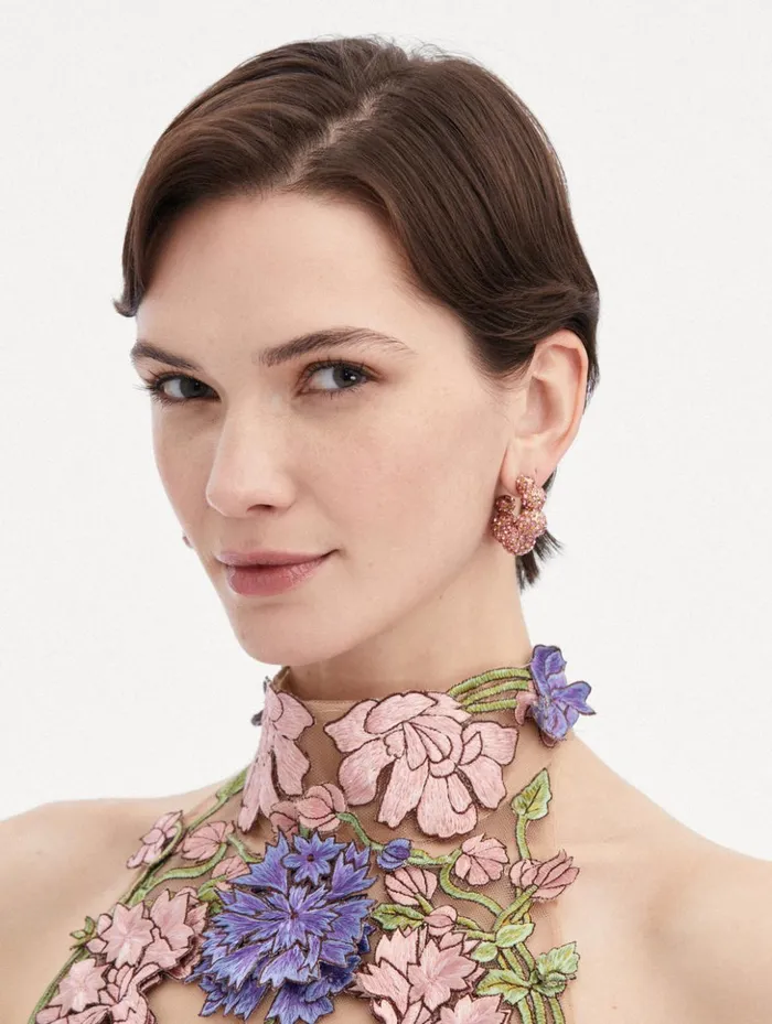 Women Earrings Oscar De La Renta Crystal Sphere Hoop Earrings Rose Women Earrings Oscar De La Renta Crystal Sphere Hoop Earrings Rose