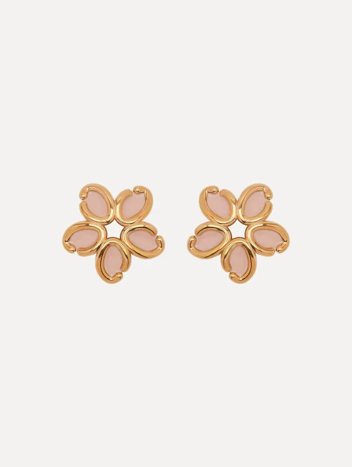 Women Earrings Oscar De La Renta Enamel O Flower Earrings Rose