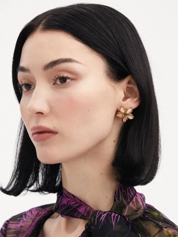 Women Earrings Oscar De La Renta Enamel O Flower Earrings Rose Women Earrings Oscar De La Renta Enamel O Flower Earrings Rose