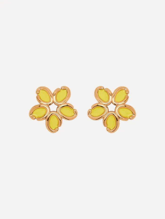 Women Earrings Oscar De La Renta Enamel O Flower Earrings Yellow