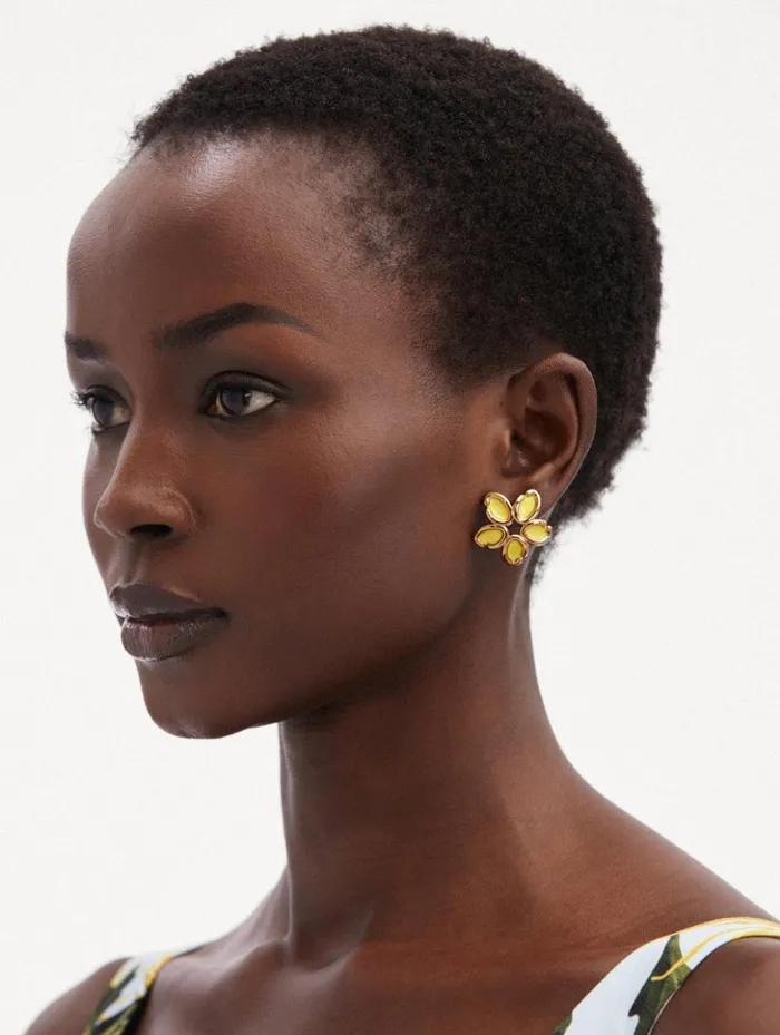 Women Earrings Oscar De La Renta Enamel O Flower Earrings Yellow Women Earrings Oscar De La Renta Enamel O Flower Earrings Yellow