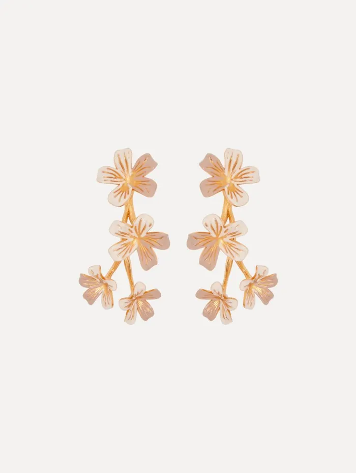 Women Earrings Oscar De La Renta Flower Branch ClipOn Earrings Ivory