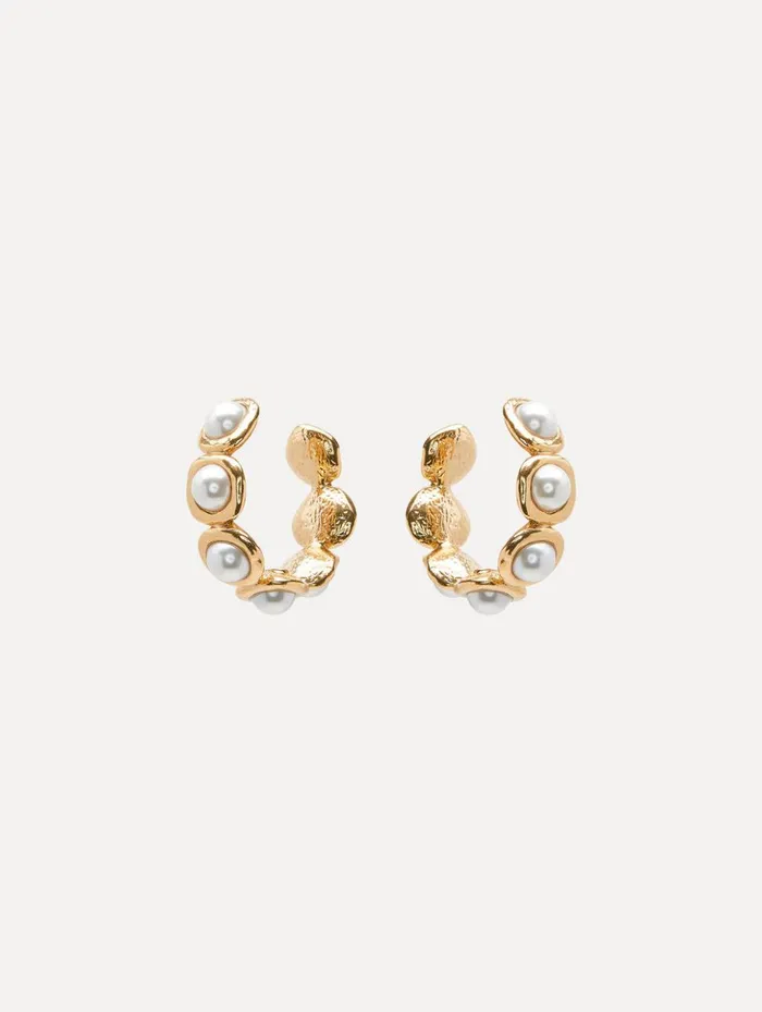 Women Earrings Oscar De La Renta Pearl Sphere Hoop ClipOn Earrings Pearl