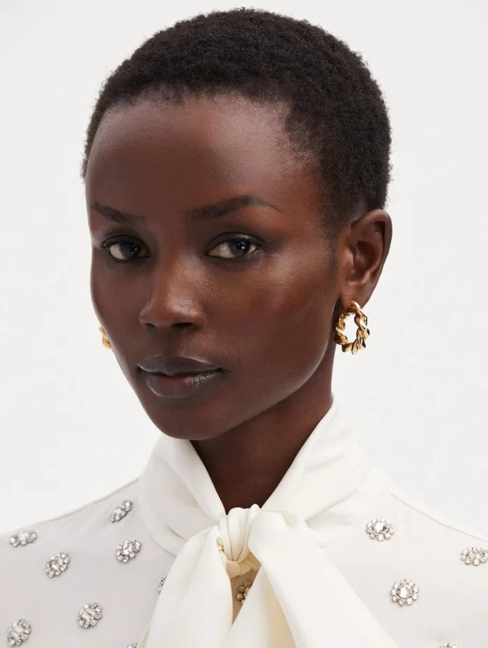 Women Earrings Oscar De La Renta Small Rope Hoop Earrings Gold