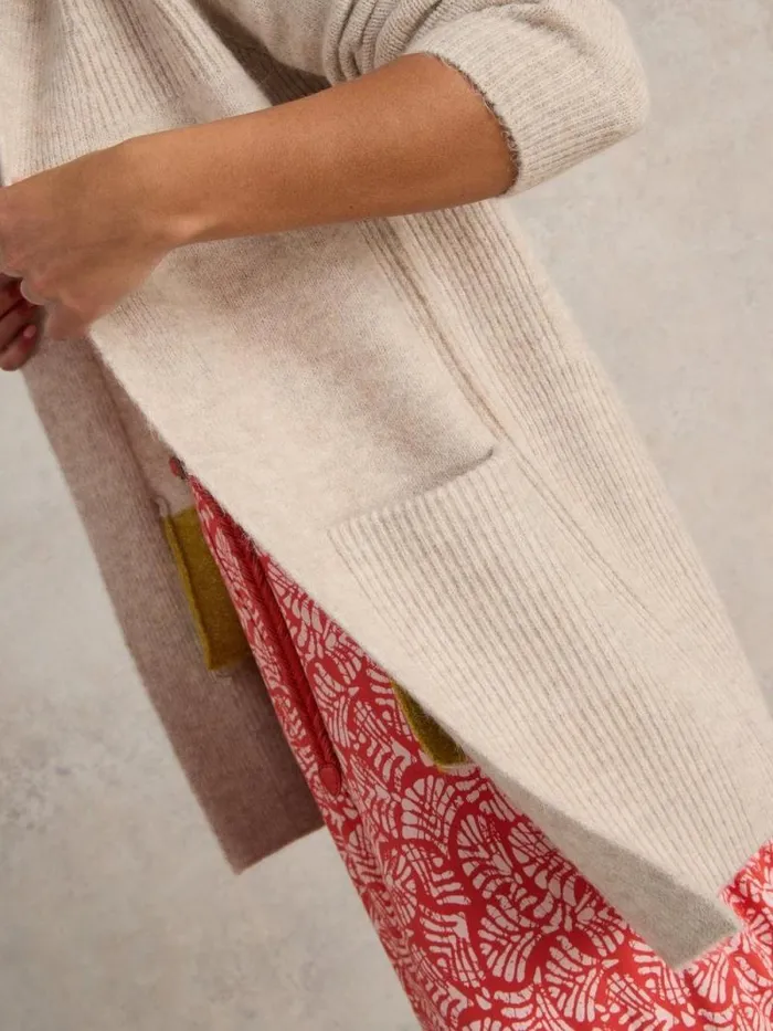 Women ERIN LONGLINE CARDI Light Natural White Stuff Knitwear Women ERIN LONGLINE CARDI Light Natural White Stuff Knitwear