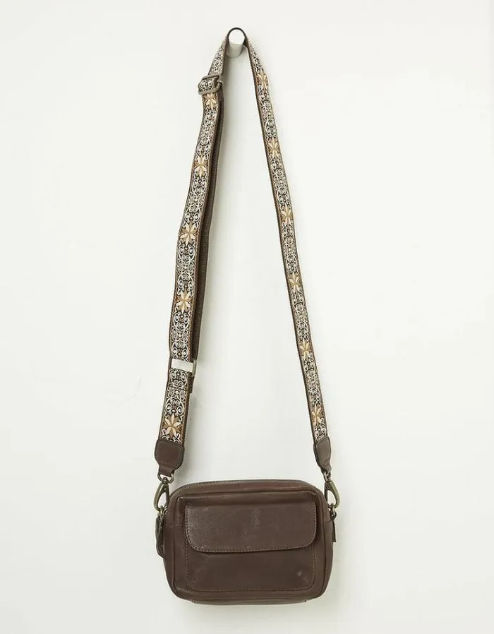 Women FatFace Bags and Wallets The Oslo Camera Bag Ornate Strap Chocolate Brown