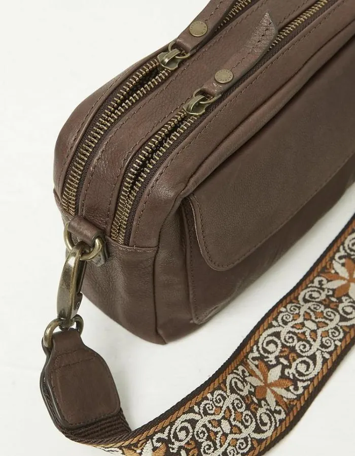 Women FatFace Bags and Wallets The Oslo Camera Bag Ornate Strap Chocolate Brown
