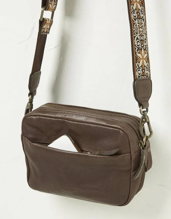Women FatFace Bags and Wallets The Oslo Camera Bag Ornate Strap Chocolate Brown