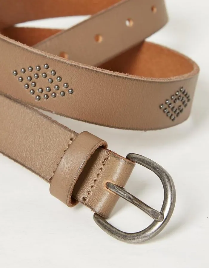 Women FatFace Belts Jean Stud Leather Belt Washed Stone