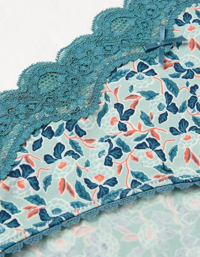 Women FatFace Buy 2 Get 1 Free Underwear Batik Floral Mini Knickers Green Haze