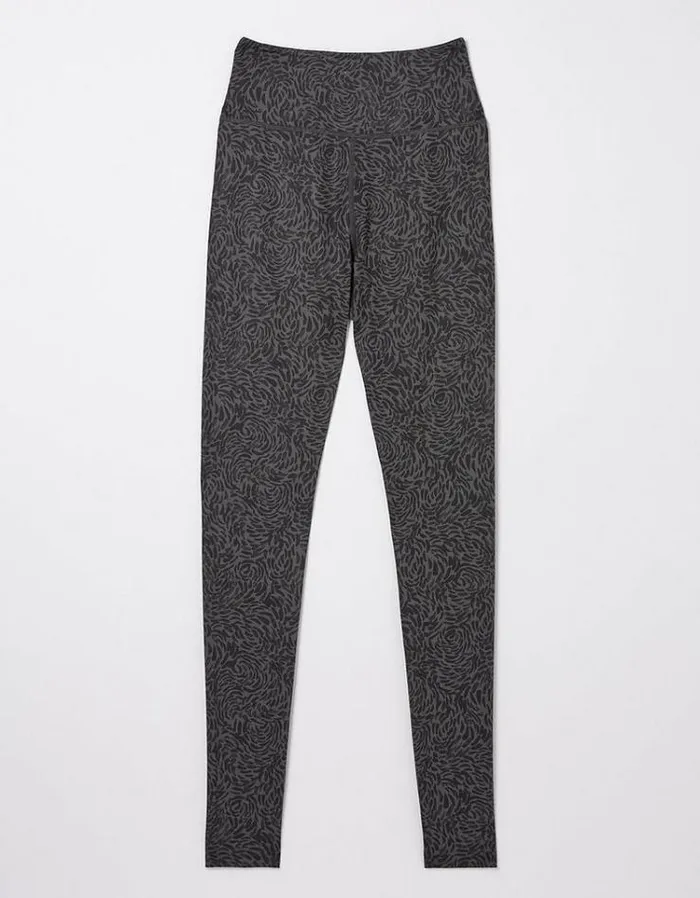 Women FatFace Ebb and Flow Activewear Venus Print Leggings Charcoal Grey