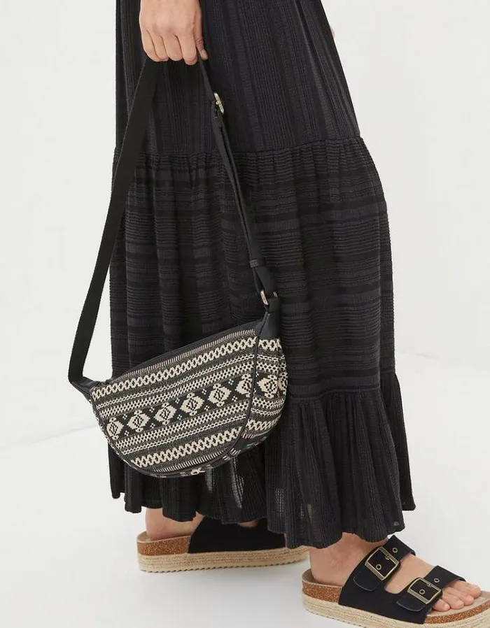 Women FatFace Festival Collection Jovie Sling Woven Bag Black