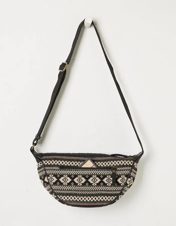 Women FatFace Festival Collection Jovie Sling Woven Bag Black