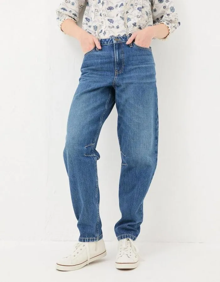 Women FatFace Jeans and Dungarees Cara Barrel Leg Jeans Vintage Blue