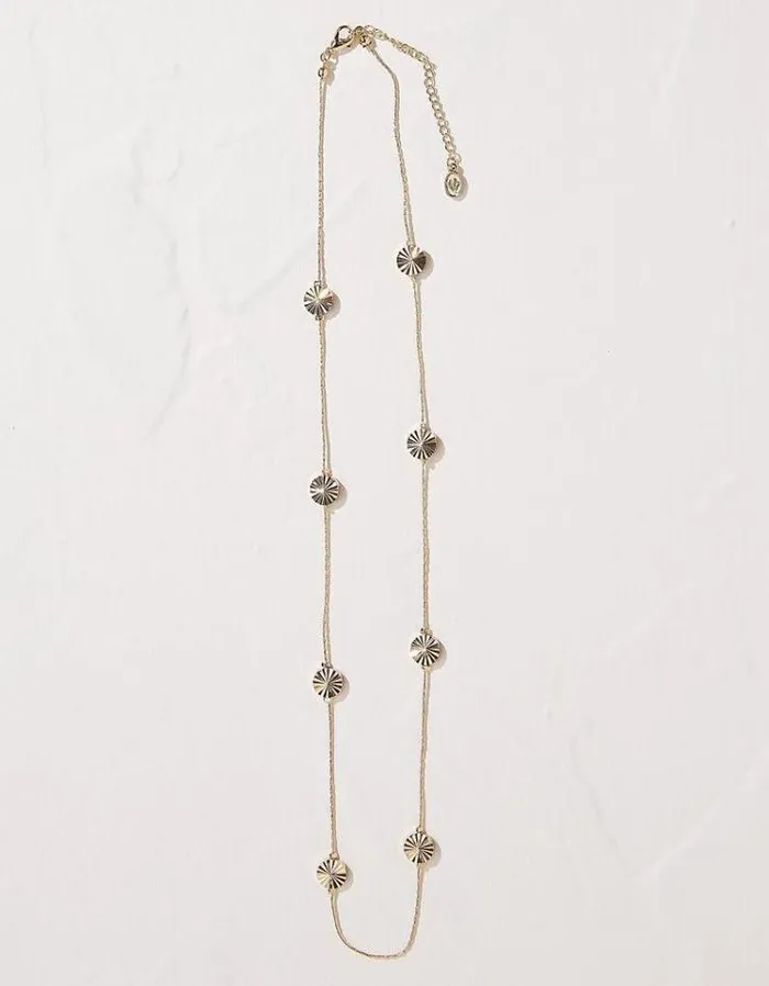 Women FatFace Jewelry Disc Necklace Gold