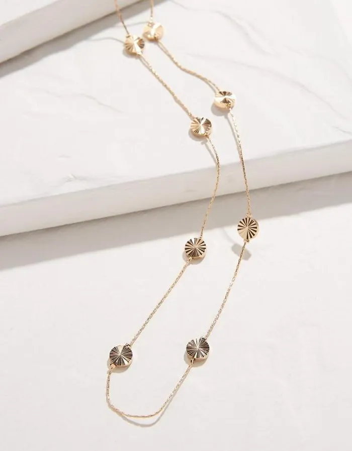 Women FatFace Jewelry Disc Necklace Gold