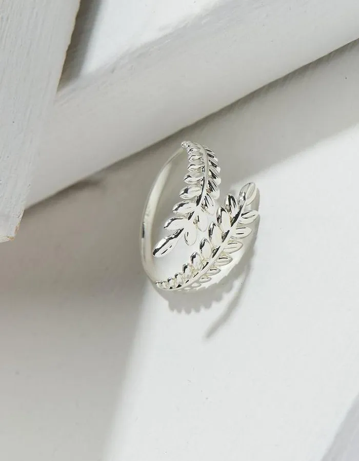 Women FatFace Jewelry Leaf Ring Silver