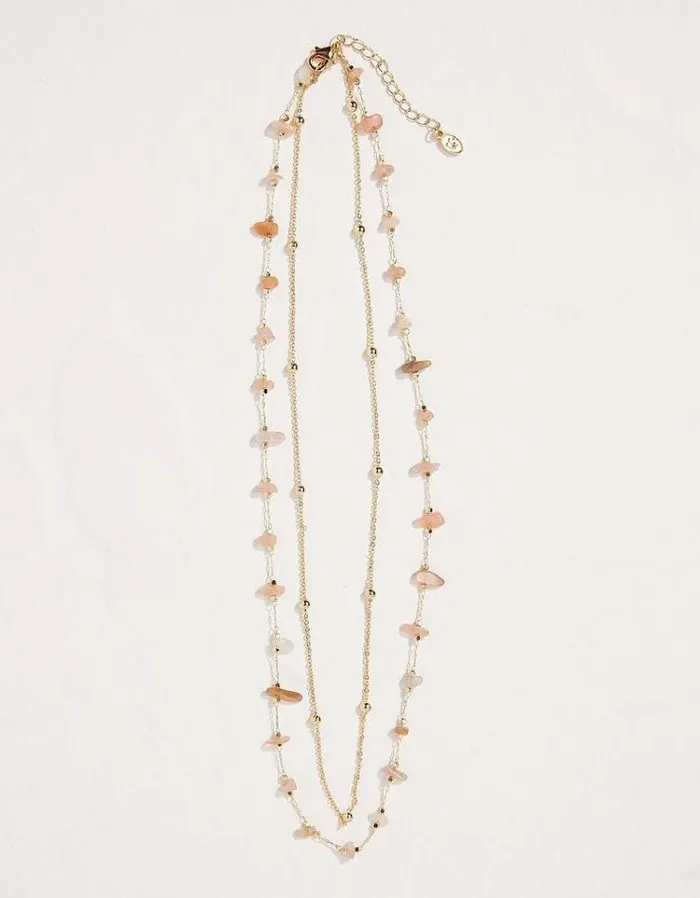 Women FatFace Jewelry Stone Layered Necklace Pink